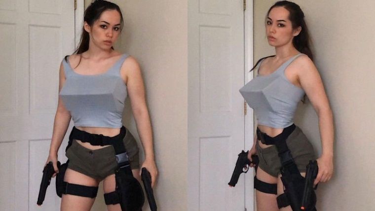 İç açıları toplamı 180 derece olan Tomb Raider cosplayi