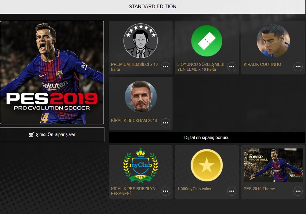 Pro Evolution Soccer 2019'un paket içeriklerinde neler var?