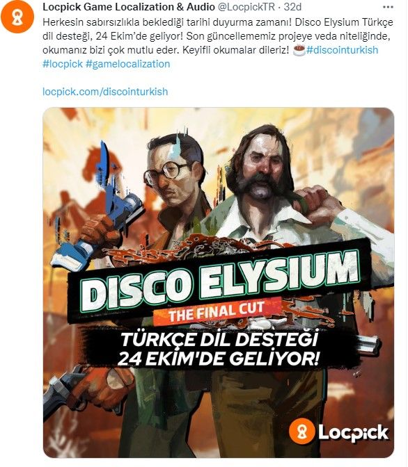 Disco Elysium Türkçe yama çıkış tarihi Disco Elysium Türkçe yama çıkış tarihi açıklandı